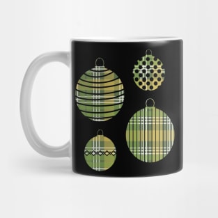 Green, Yellow and White Tartan Christmas Baubles Mug